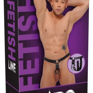 ZADO Men's Leather Harness String S/M Adjustable with Latex Insert