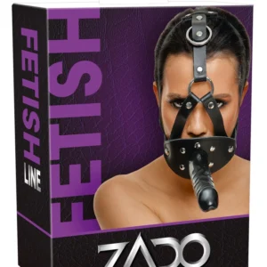 LeatherHead Adjustable Head Harness with Latex Attachment Black/Red 13cm