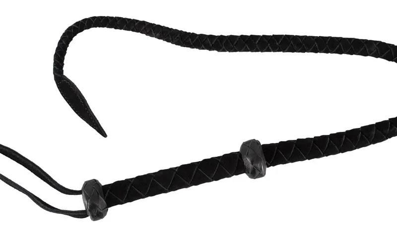 ZADO Single Tail Suede Whip 90cm - Braided Leather, Reinforced Handle