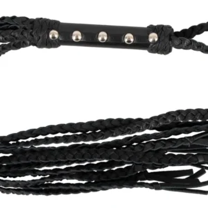 You2Toys Leather Flogger Cat-O-Nine, Braided Leather, 70cm, Black