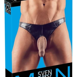 Imitate Leather Men’s String S - Black, Polyurethane Finish