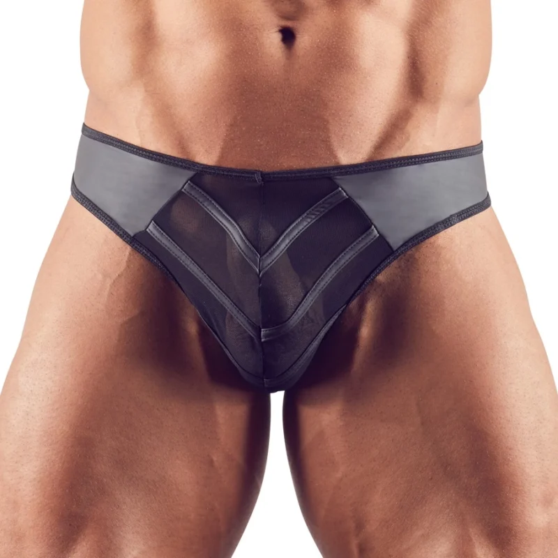 NEK Men's String M Black Powernet & Matte Shiny Material Design