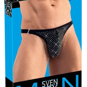 Svenjoyment Men's String XL Black with Colorful Rhinestones
