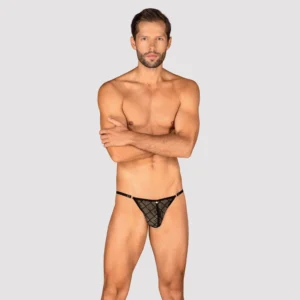Obsessive Severio Thong S-L Black Mesh Adjustable Waistband
