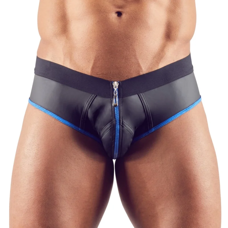 NEK Men's Jock XL Black Neoprene-Effect Matte Fabric, Front Zip