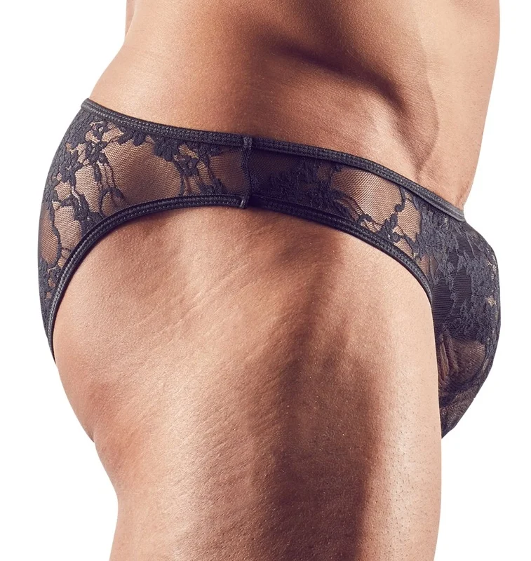 Svenjoyment Men's Lace Briefs Black L - Stretch Comfort & Elegance