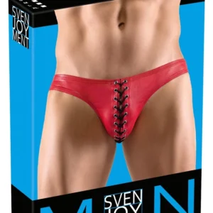 Svenjoyment Briefs L Shiny Red with Decorative Black Lacing