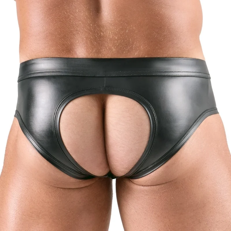 Svenjoyment Men's Shiny Open-Back Briefs S Black Comfort Fit