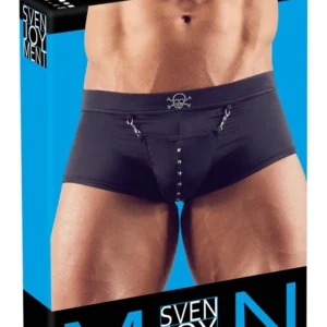 NEK Pirate-Style Men’s Pants XL, Skull Detail, Black Stretch Fabric