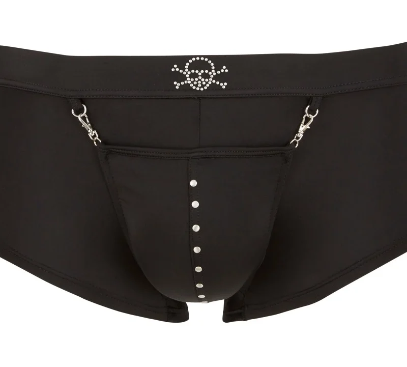Svenjoyment Pirate Pants 2XL with Decorative Skull and Snap Hook Pouch