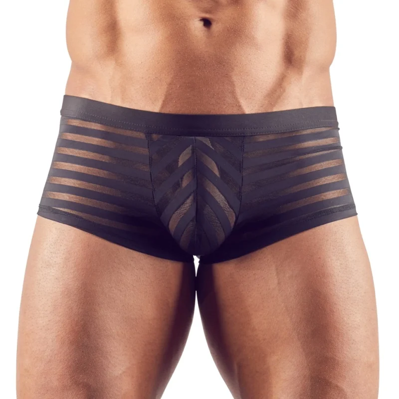 NEK Men’s Semi-Transparent Striped Pants S Black Stretch Fit