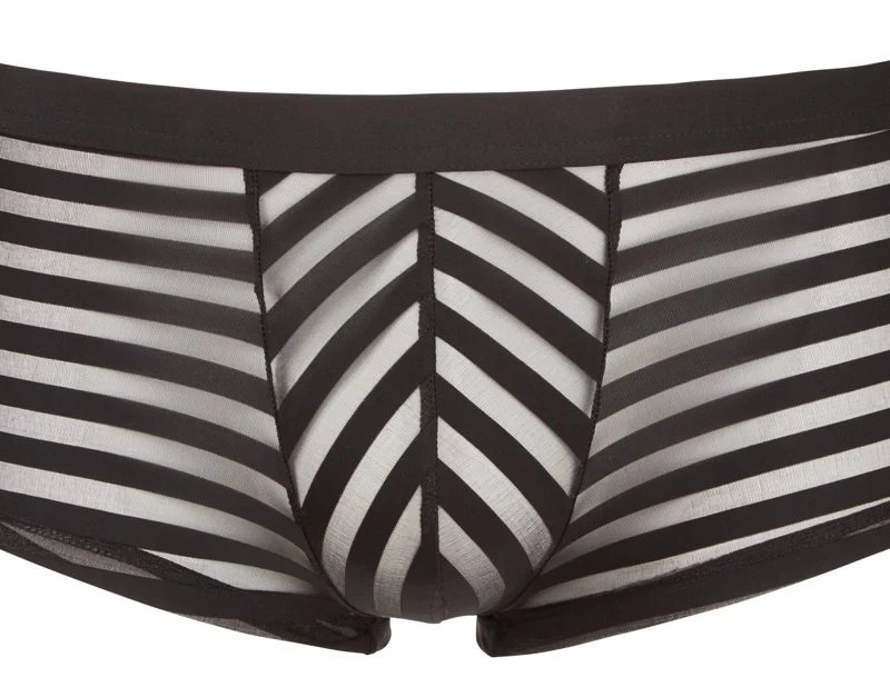 NEK Men’s Semi-Transparent Striped Pants S Black Stretch Fit