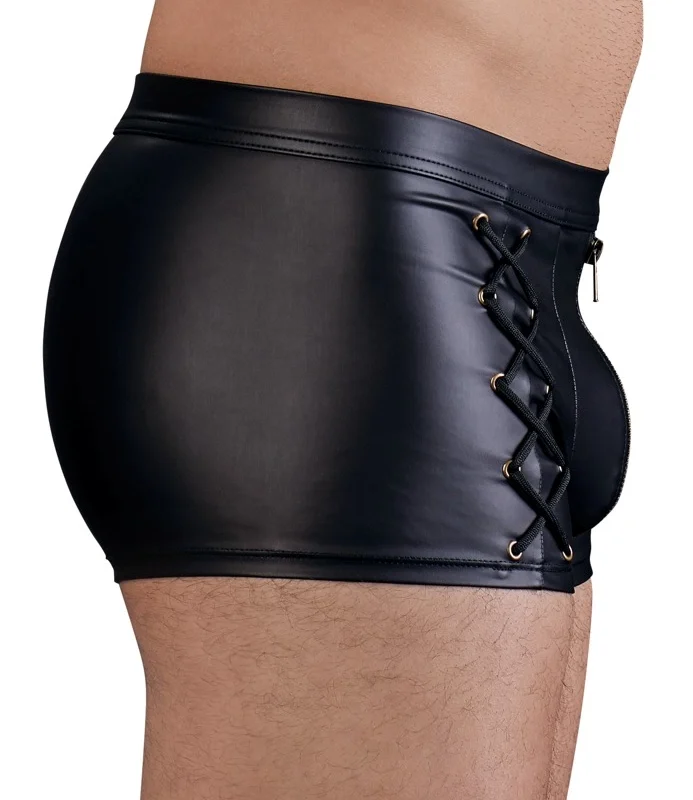 NEK Men's Matte Black Pants with Side Lacing, Size M, Stretch Fit