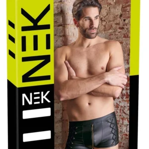 NEK Men's Matte Black Pants L with Side Lacing and Brass Zip