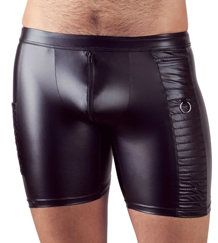 NEK Men's Matte Black Cycling Shorts 2XL with Front Zip & Pocket