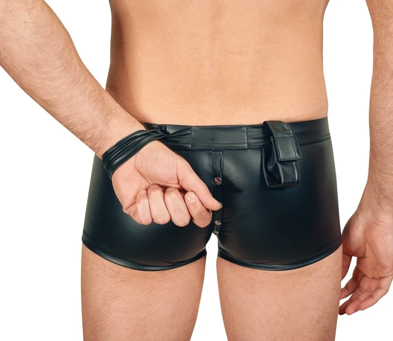 Svenjoyment Bondage Men's Black Matte Pants with Back Handcuffs L