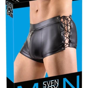 Svenjoyment Matte Black Lace-Up Pants XL with Adjustable Fit and Zip Front