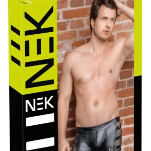 NEK Men’s Matte Black Pants with Net Details and Studded Straps, Size M