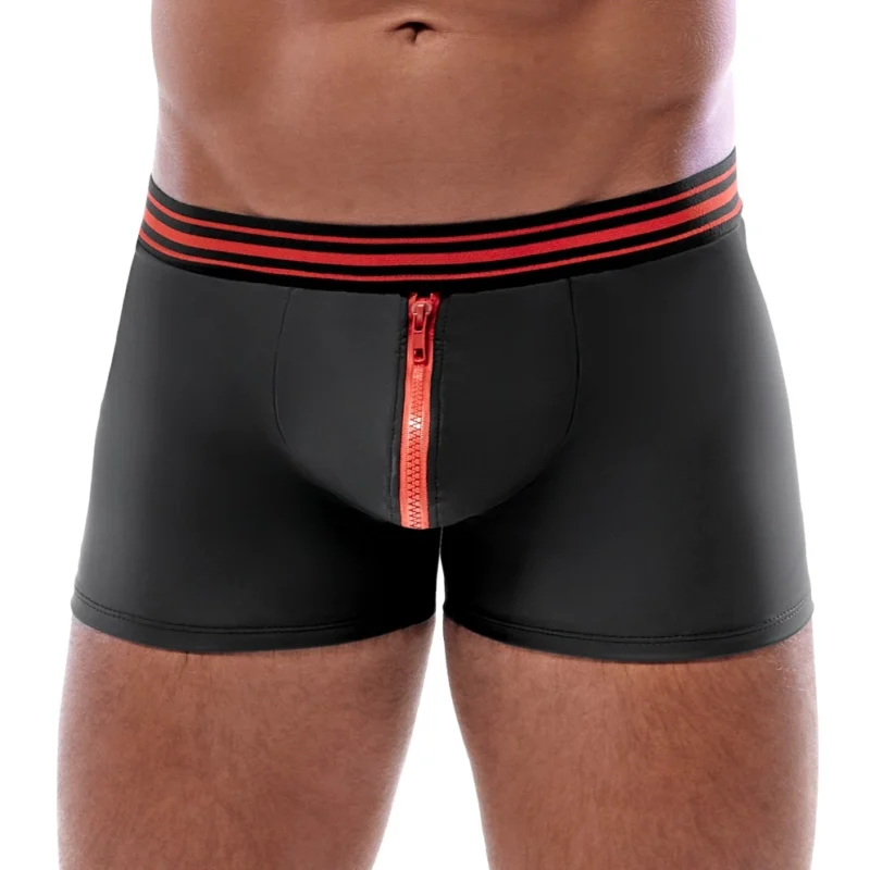 Svenjoyment Boxer Briefs Black/Red M - Matte Look, Zipper Detail