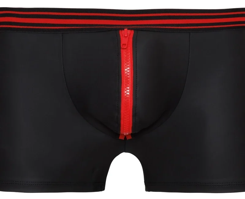 Svenjoyment Boxer Briefs Black/Red M - Matte Look, Zipper Detail