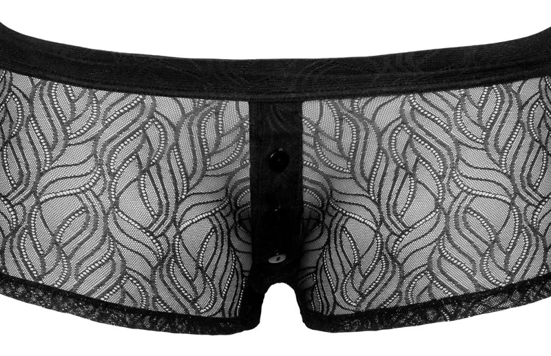 Svenjoyment Men's XL Stretch Lace Pants with Button Placket, Black