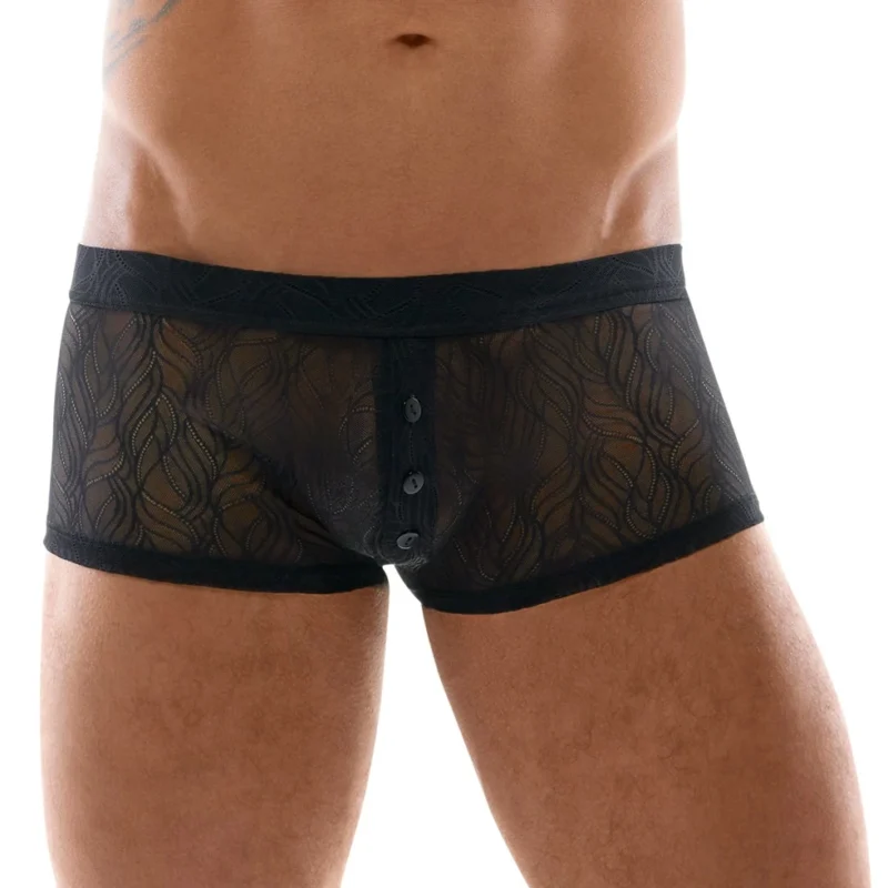 Svenjoyment Men's XL Stretch Lace Pants with Button Placket, Black