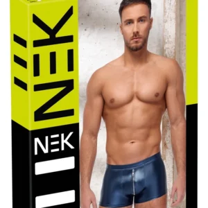 NEK Men's Boxer Briefs Blue Metallic Matte S Zip Front Comfort Fit