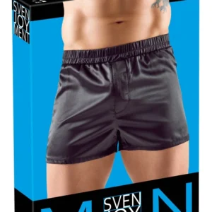 Svenjoyment Satin Black Men's Boxers S - Comfort Fit, Elastic Waist