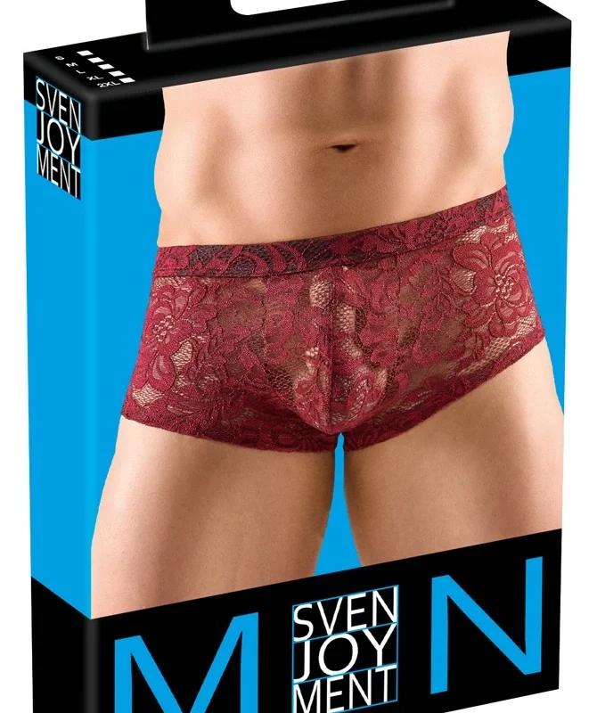 Svenjoyment Men's Lace Pants XL Dark Red Floral Stretch Fit