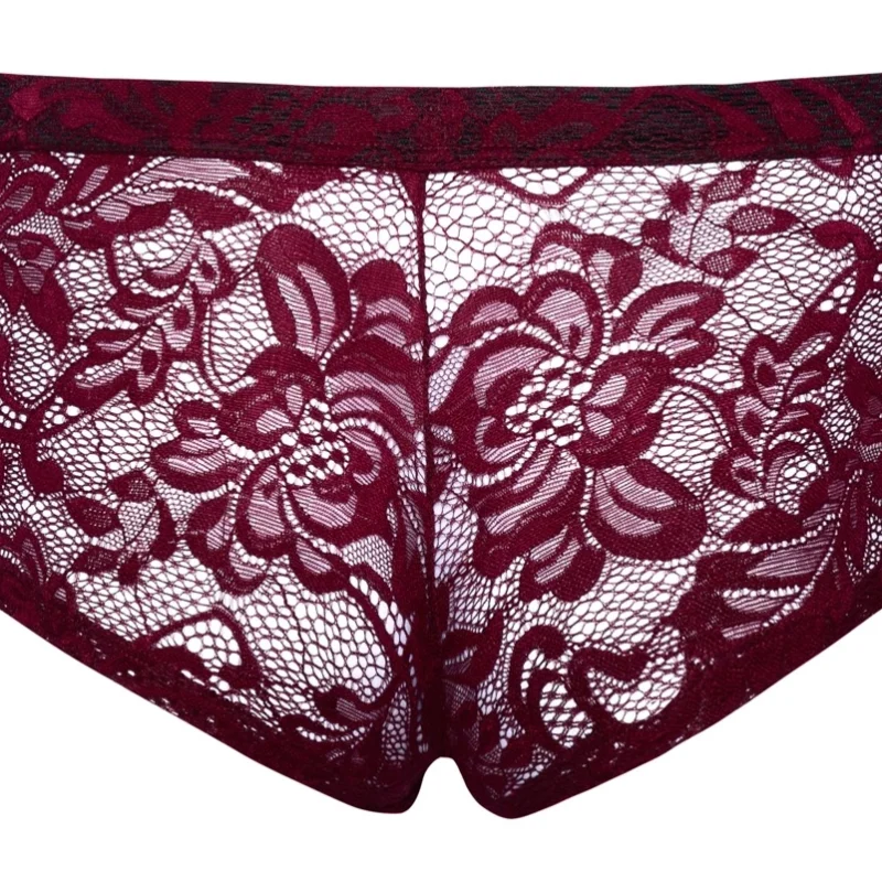 Svenjoyment Men's Lace Pants XL Dark Red Floral Stretch Fit