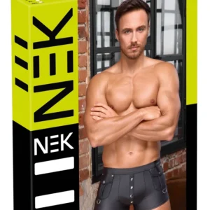 NEK Matte Black Men's Trousers with D-Ring Accents, Size M