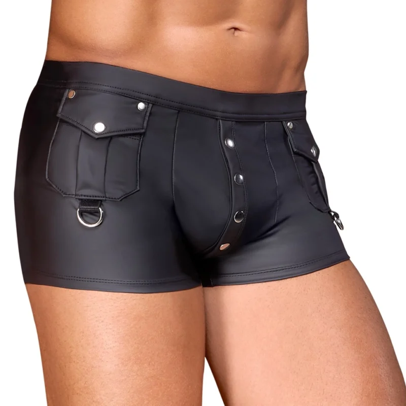 NEK Men's Matte Black Fitted Pants with D-Ring Accents Size L