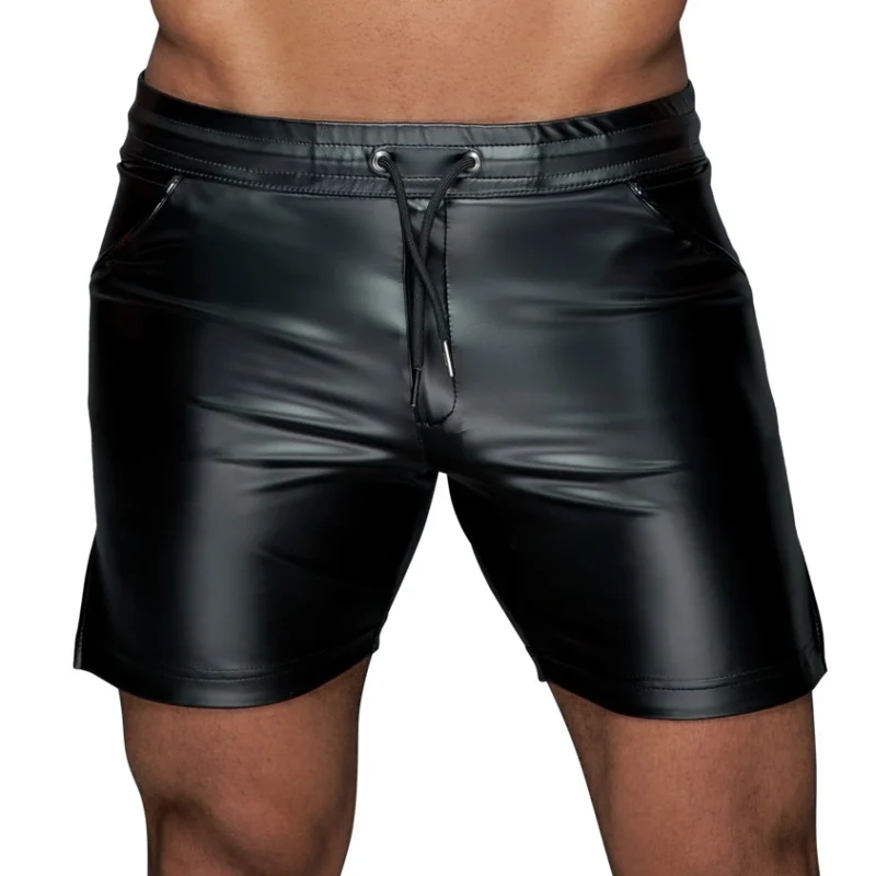 Noir Missbehaved Powerwetlook Shorts XL - Black, Stretch, Drawstring, Pockets