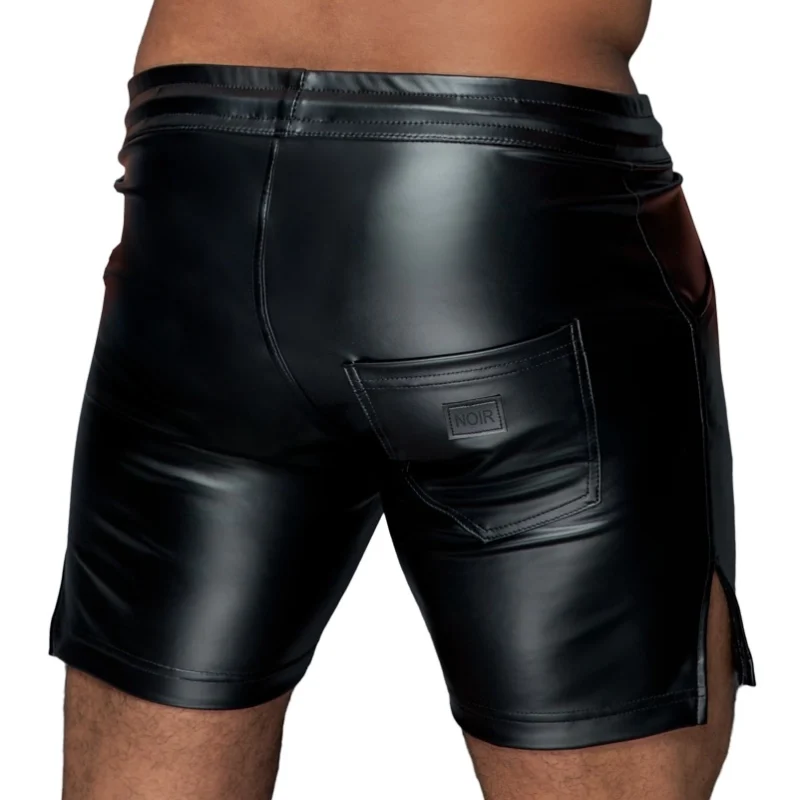 Noir Missbehaved Powerwetlook Shorts XL - Black, Stretch, Drawstring, Pockets
