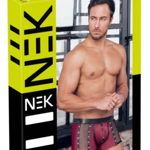 NEK vyriškos raudonos matinės kelnės su juodu tinkleliu ir sidabrinėmis smeigėmis, S dydis