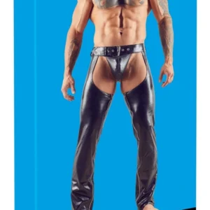 Cottelli Collection Men Imitation Leather Chaps & Thong M Black