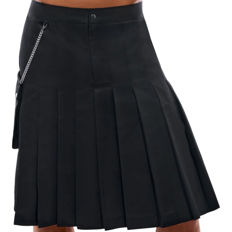 Svenjoyment Men's Black Kilt with Detachable Pocket, Size S