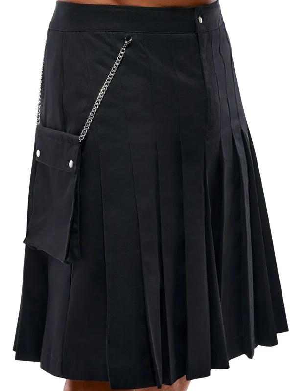 Svenjoyment Men's Black Kilt with Detachable Pocket, Size S