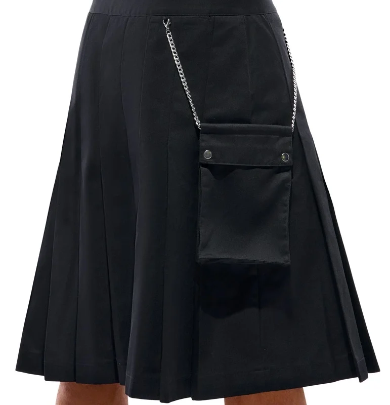 Svenjoyment Men's Black Kilt with Detachable Pocket, Size S