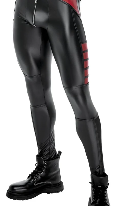 NEK Men's Pants Black/Red S Matte Finish Mesh Detail