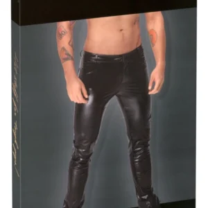 Noir Straight-Cut Trousers Matte Snakeskin Look Black M