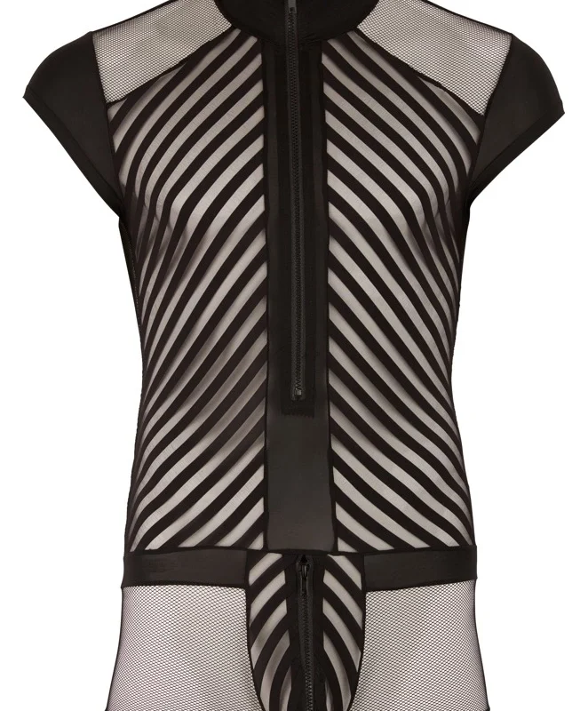 NEK Men’s Playsuit L Net Design with Front Zipper Black