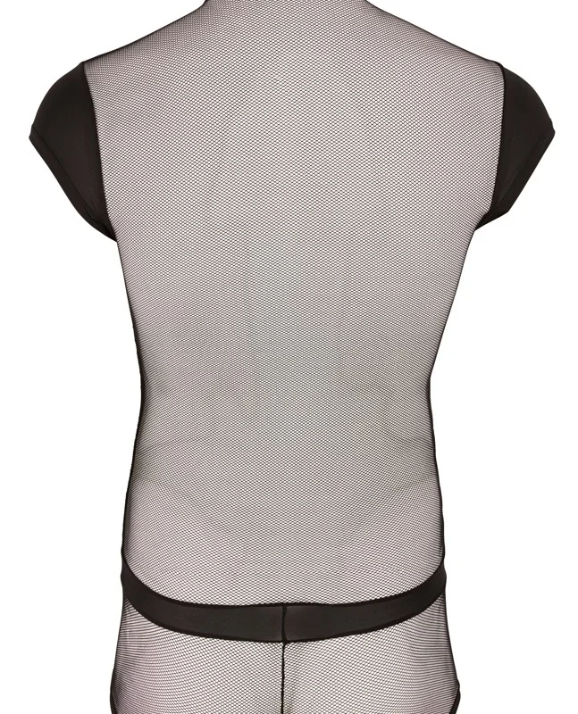 NEK Men’s Playsuit L Net Design with Front Zipper Black