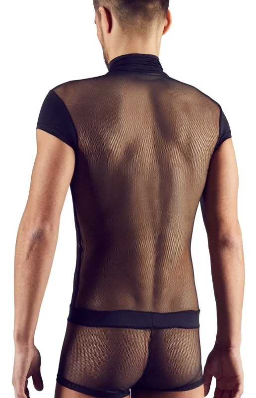 NEK Men’s Playsuit L Net Design with Front Zipper Black