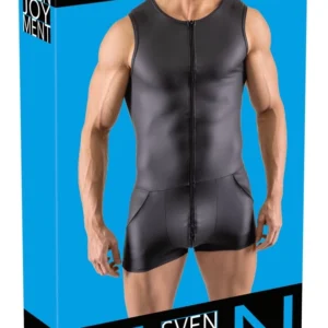 Svenjoyment Men's Matte Black Sleeveless Playsuit L with 3-Way Zip