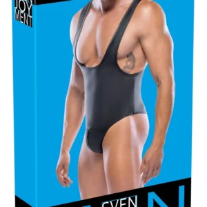 Svenjoyment Men's Body L Black Matte Wrestler-Style Zip Bodysuit