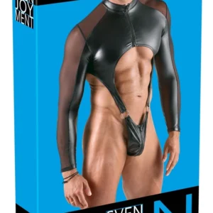 „Svenjoyment“ vyriškas „Body XL“ juodas „Powernet“ ir matinis, su užtrauktuku, ilgomis rankovėmis