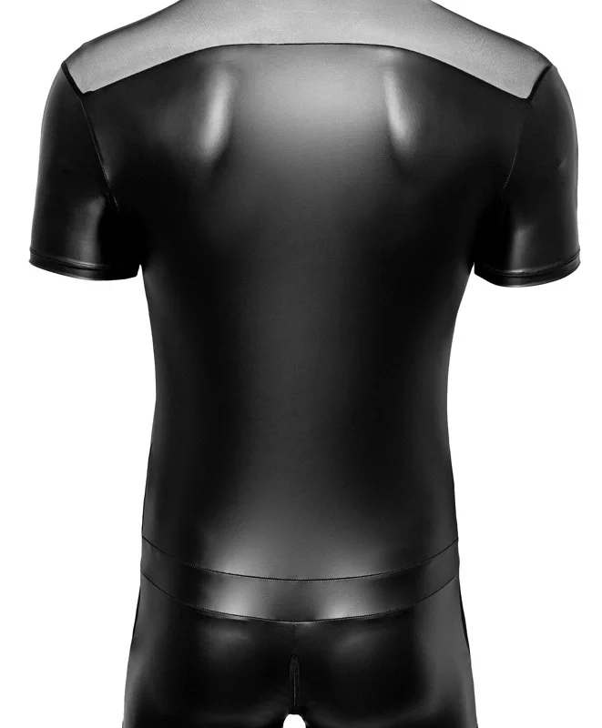 Svenjoyment Black Stretch Playsuit M - Matte & Powernet, 3 krypčių užtrauktukas