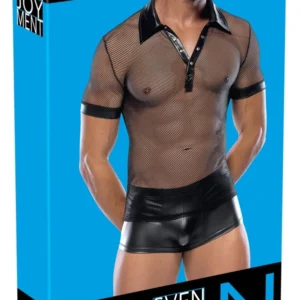 NEK Polo Shirt 2XL Black Mesh & Wet Look, Modern Design