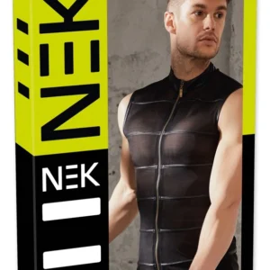 NEK Powernet Black Sleeveless Shirt S with Matte Stripes & Zipper